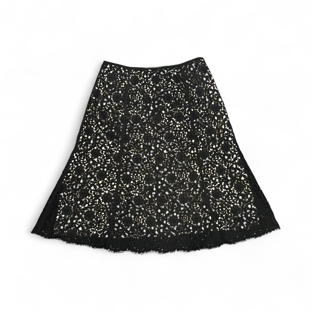 Carlisle Black and Pink/Cream Lace Overlay Skirt. Size 6